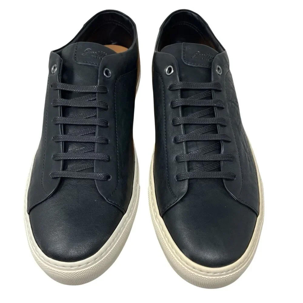 Good Man Brand Sneakers Mens 11.5 Black Leather Edge Lo Top‎ Vachetta Italy New